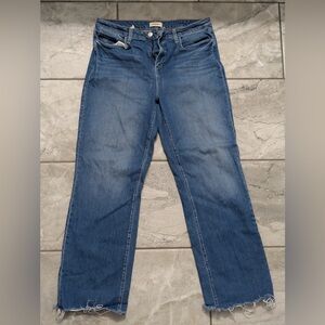 L'AGENCE Blue Flare Jeans with Frayed Hem